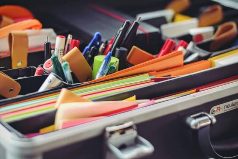 aesthetic image of writing tools - pens, paper, stationary