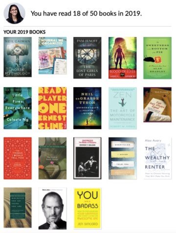 My 50 book challenge as of end of April 2019
