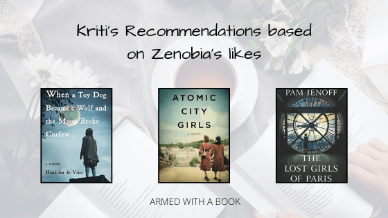 Kriti recommends 3 books based on what Zenobia said she liked