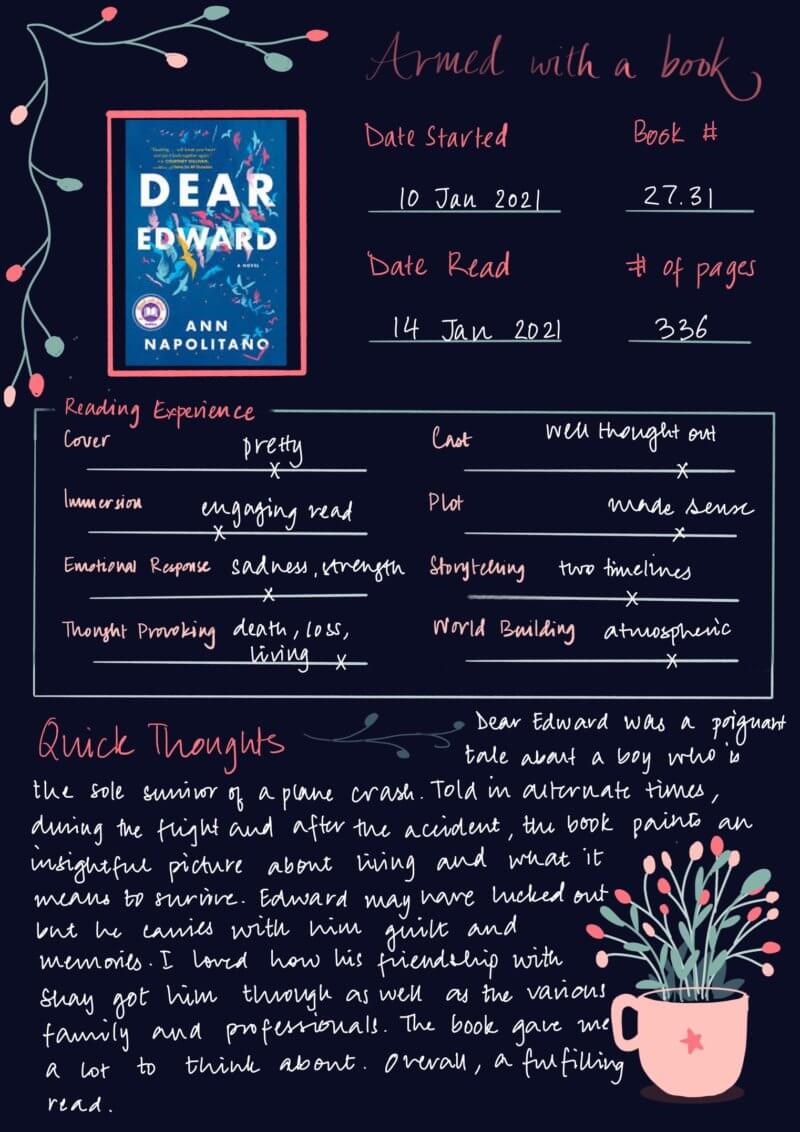 Reading experience and short review for Dear Edward.