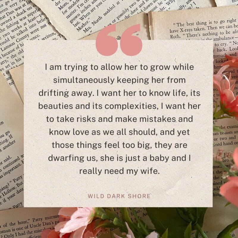Quote 7: Letting Go While Holding On
“I am trying to allow her to grow while simultaneously keeping her from drifting away. I want her to know life, its beauties and its complexities, I want her to take risks and make mistakes and know love as we all should, and yet those things feel too big, they are dwarfing us, she is just a baby and I really need my wife.”
Wild dark shore