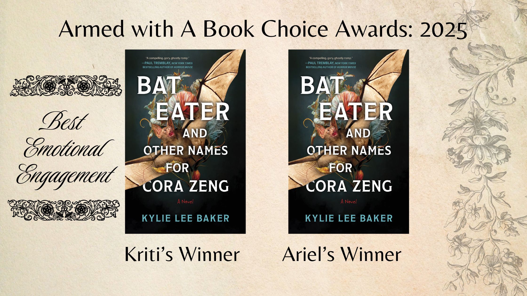 armed with a book choice awards 
best emotional engagement
 winners