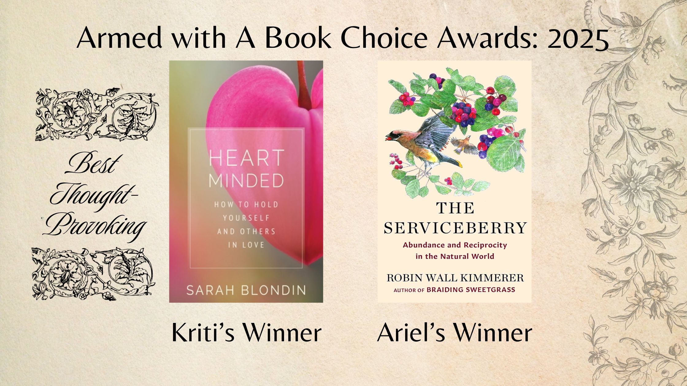 armed with a book choice awards 
best thought-provoking winners